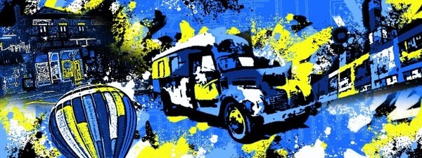 blue on yellow