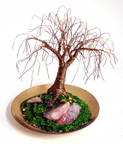 TINY BRASS OAK - Mini Wire Tree Sculpture 