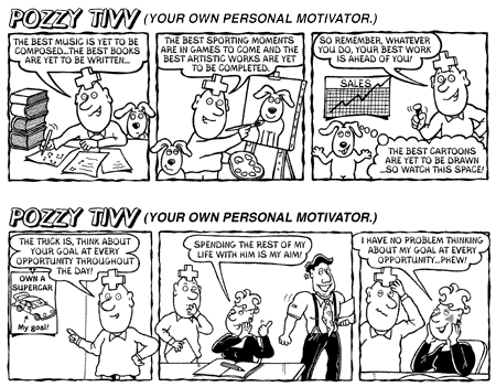 'Positive Thinking' cartoon strip.
