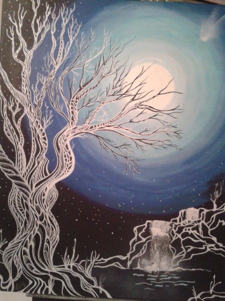 Moonlit doodle tree
