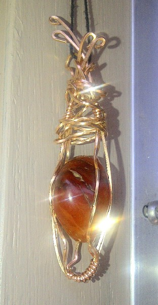 Carnelian in Bronze and 14K Rose Gold Filled Wire