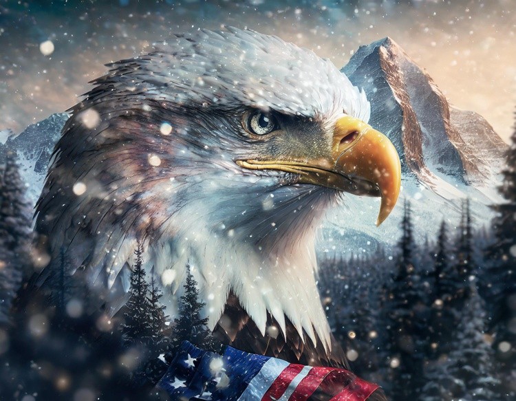  first image is a Majestic American Bald Eagle with American fl (26)