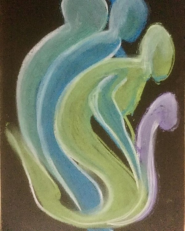art pastel black paper green purple Blue White callers figurines photography painting inspiration co