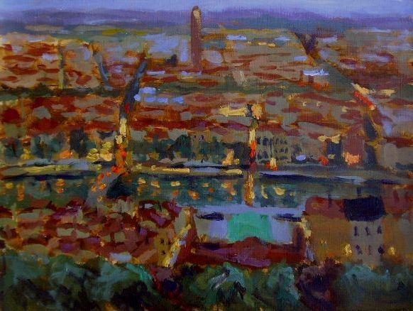 Evening view of Lyon
