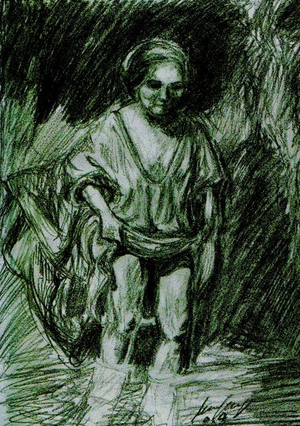 A Woman bathing in a Stream