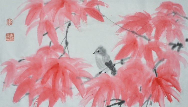 Red Leaves and Little Bird