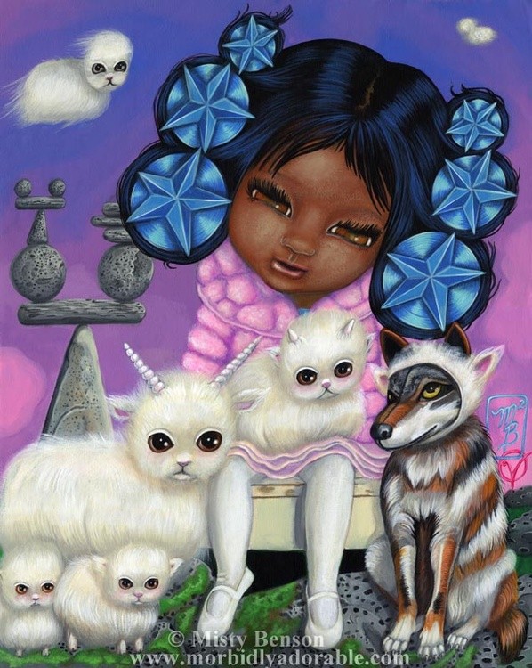 Six of Pentacles from the Morbidly Adorable Tarot
