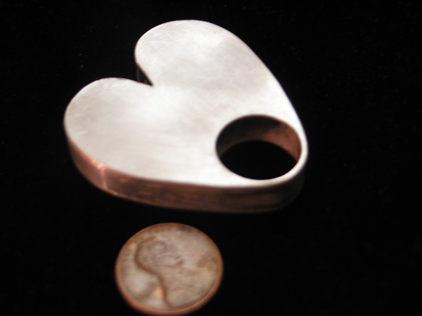 Handmade fabricated sterling silver Heart ring