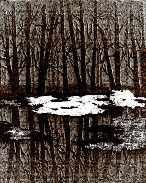 Dark night with lighted Snow