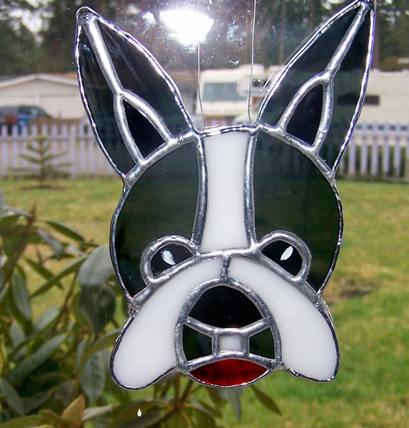 Boston Terrier Stained Glass Suncatcher