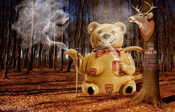 Does a MamaGizzly drink tea in the woods?
