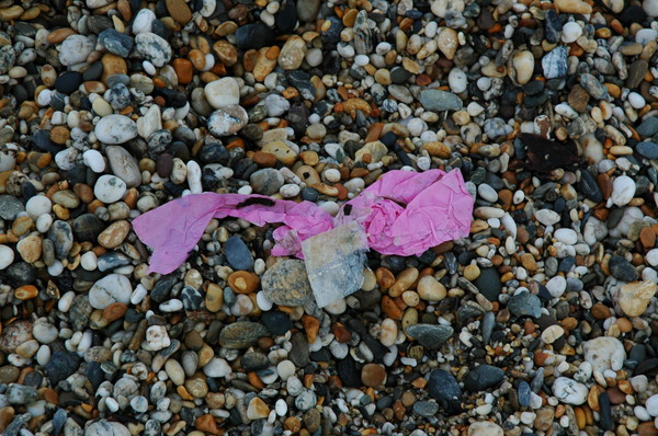 pink and clear plastic: Rubbish series.