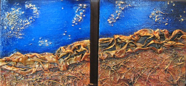 Red Mountain, Starry Night  (diptych)
