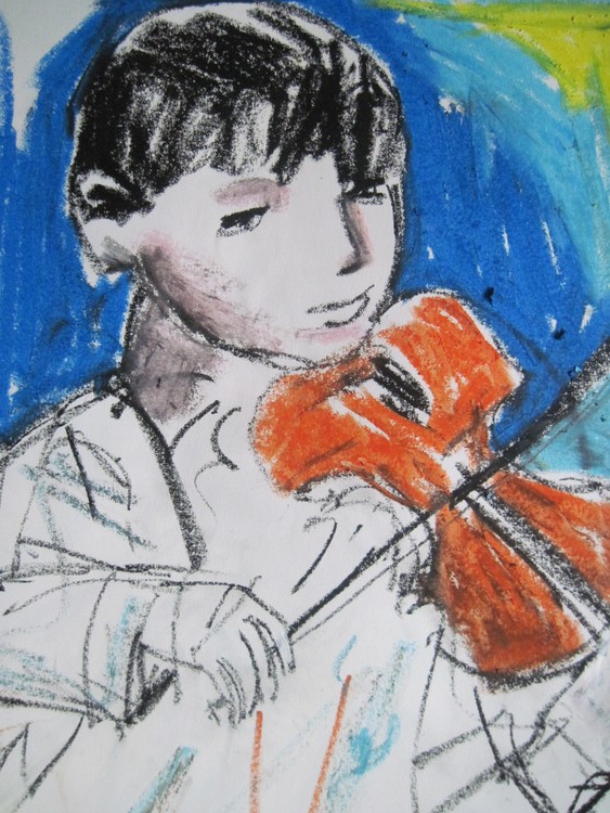Boy playing violin