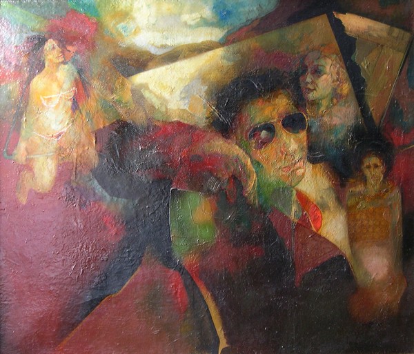 Self-portrait  with glasses of natural imagery and