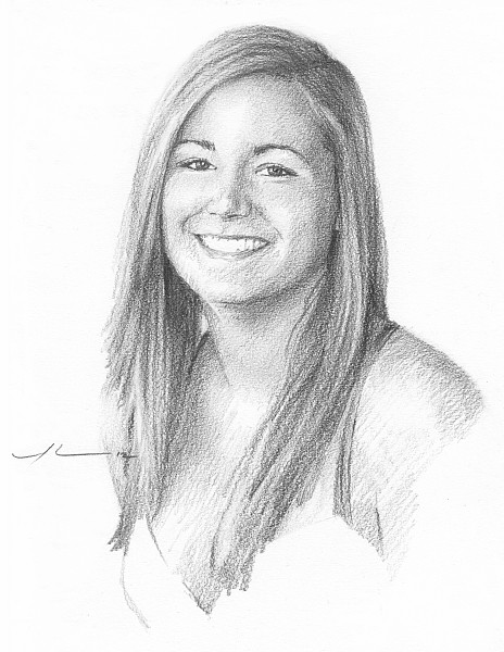 graduating senior pencil portrait