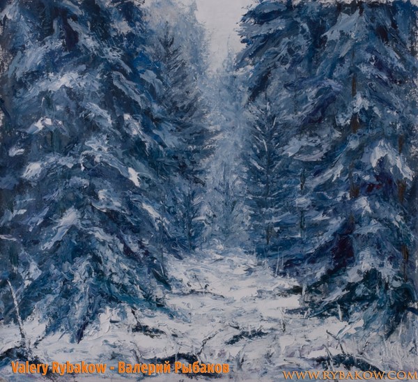 Winter Landscape painting Walking in a winter fore