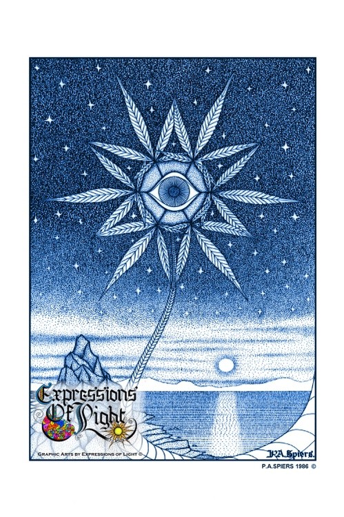 ExpoLight-Graphic-Arts-Cannabis-Eye-Sunset-1986-0001 (Pen-&-Ink-Blue-Sepia-SP)