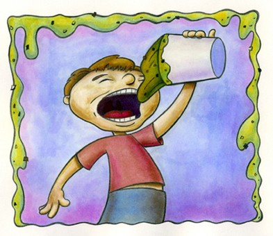 Kid drinking vomit