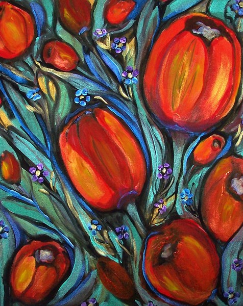Bright Red Tulips ©2009 Acrylic on Canvas
