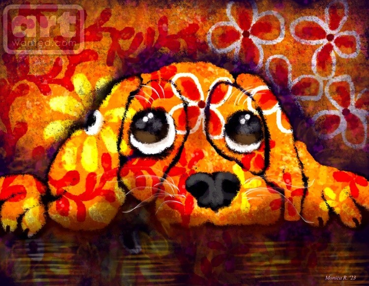 Puppy Dog Eyes Abstract Whimsical Art