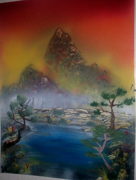 misty sunset