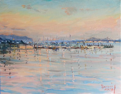 Sunset on Hudson River, Piermont