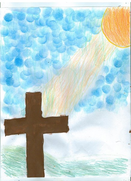 Sun shinng on cross