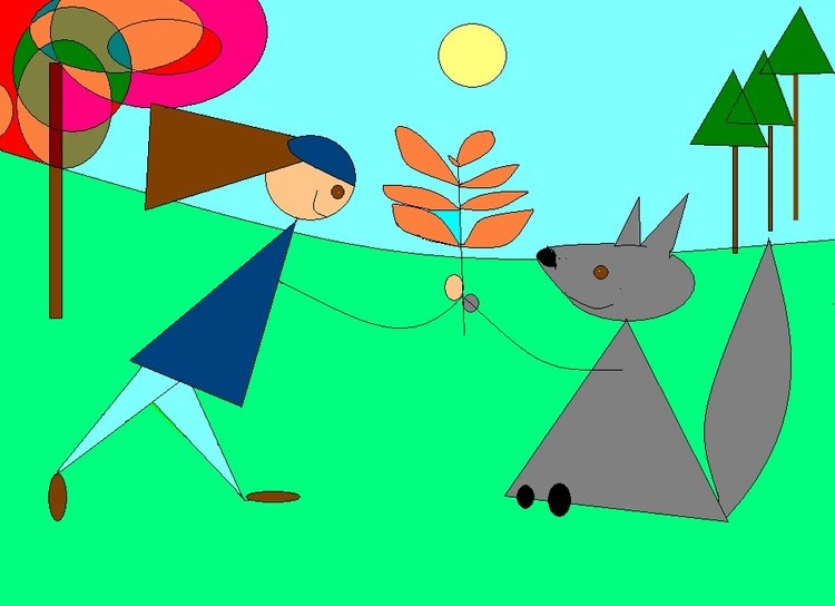 girl and dog