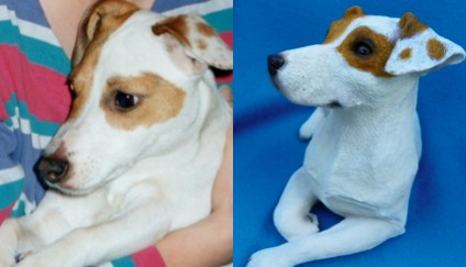 Jack Russell sculpture with dog