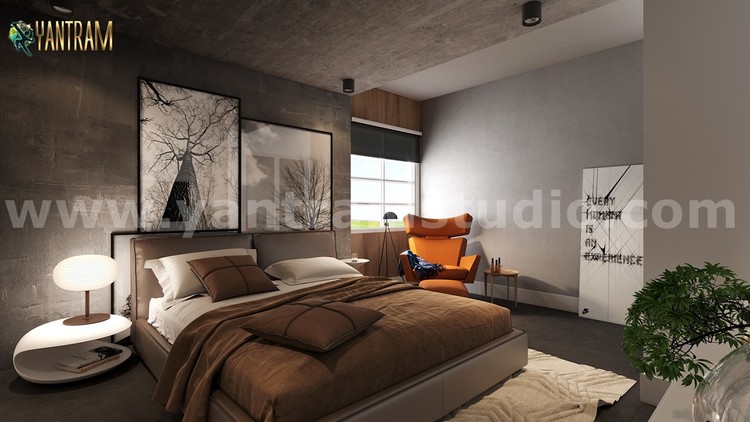 Elegant Bedroom Design of residential interior design studio by Architectural Rendering Companies