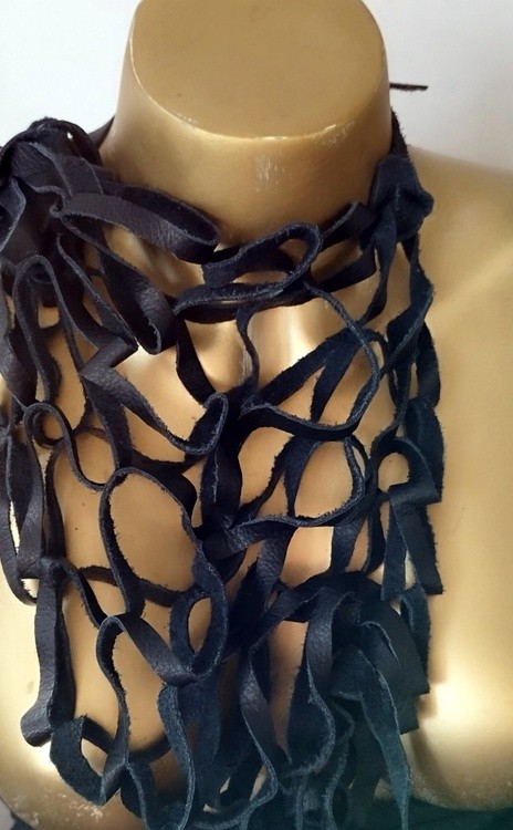 black leather scarf  necklace  neck piece