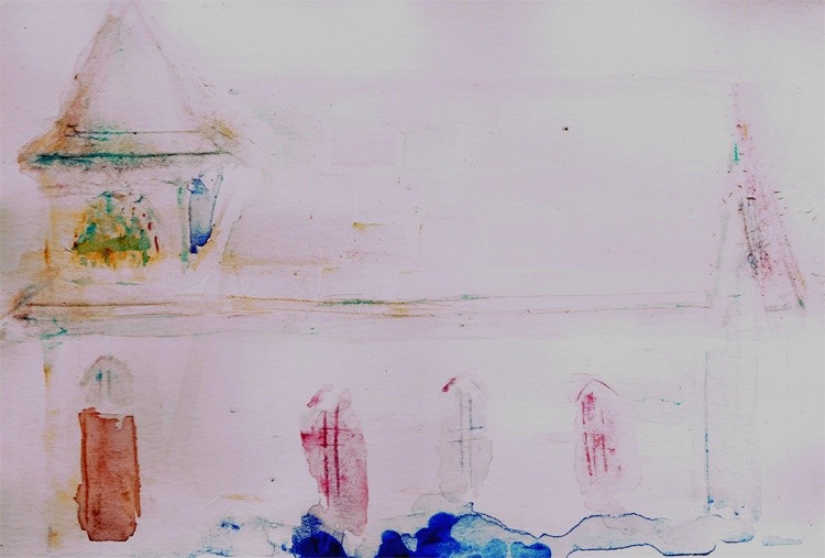 Church of Oaks Watercolor