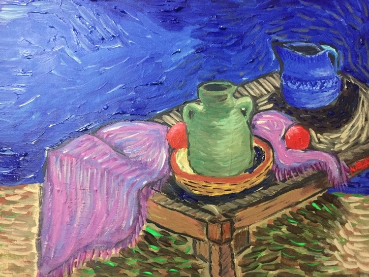 Two Jugs Surrounded in Blue