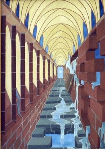 Cloister steps, the sky flows in and out