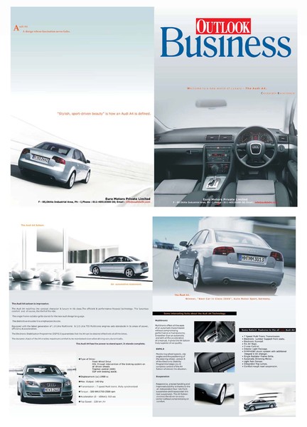 AUDI INDIA's A4 AD OF AUG 2007 EDITION IN OUTLOOK