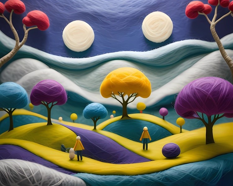Vibrant Fantasy Landscape with Two Moons