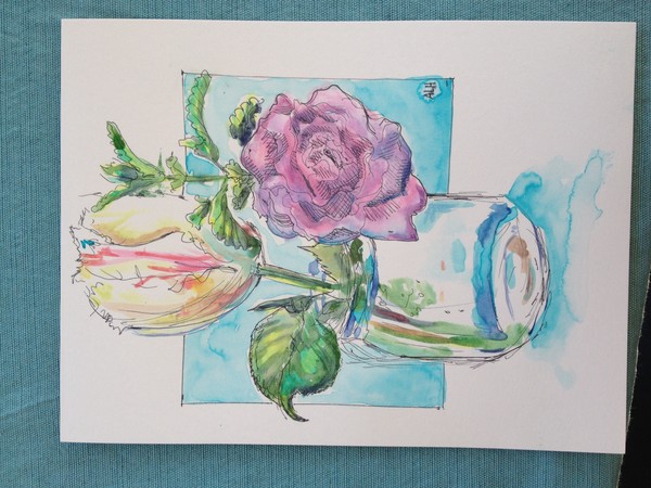Parrot Tulip and amythest rose
