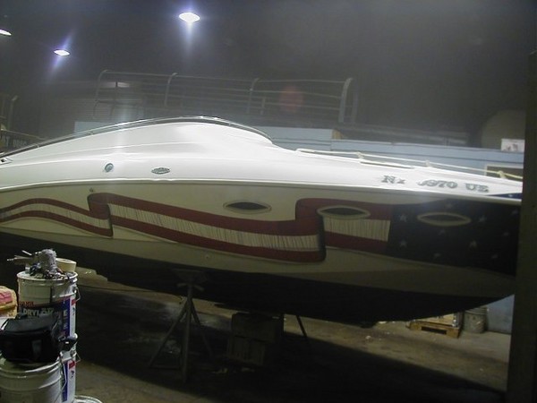 Boat with American flag