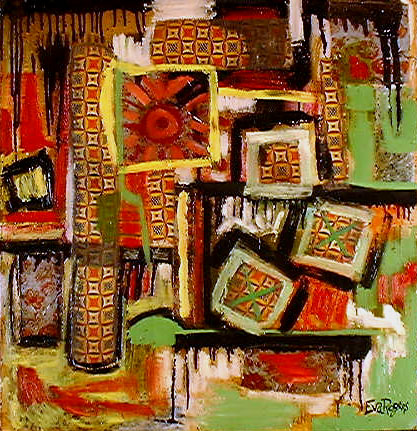 collage with spray paint and fabric