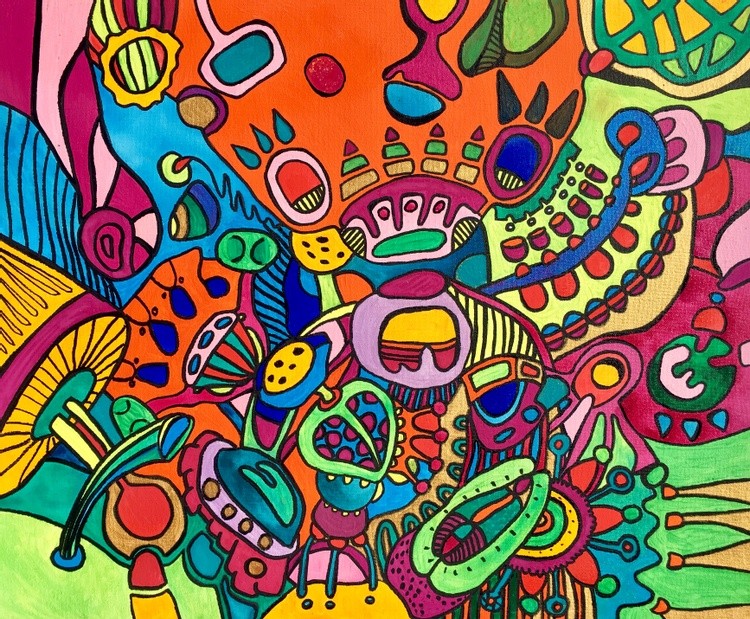 sold:) colorful abstract Bloom, 50*60*0.1cm, 2018