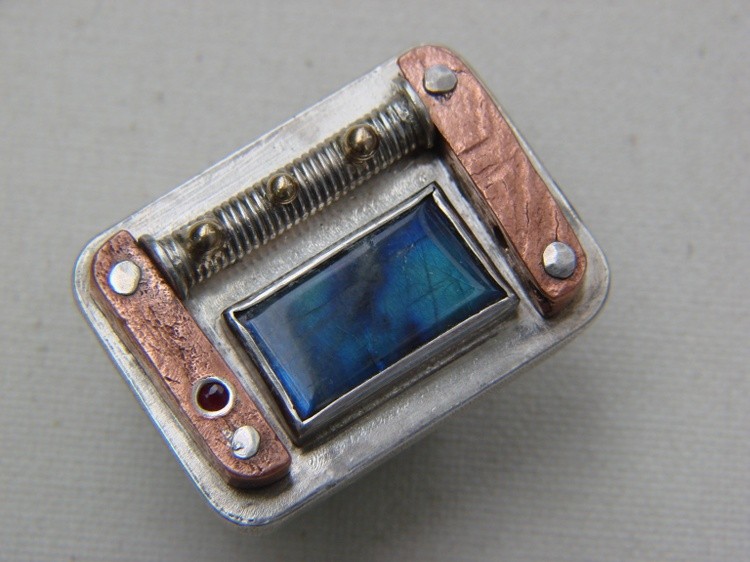  Sculpture  Art Ring by GomolkaArt Spectrolite stone