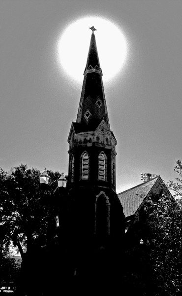 church and sun