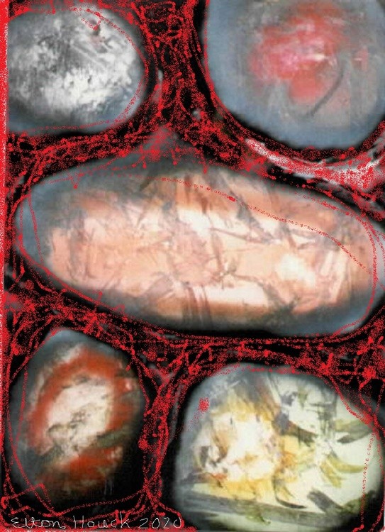 THE STONES OF TIME...(C) 1985/ 2020..Elton Houck...mixed media.22x 28