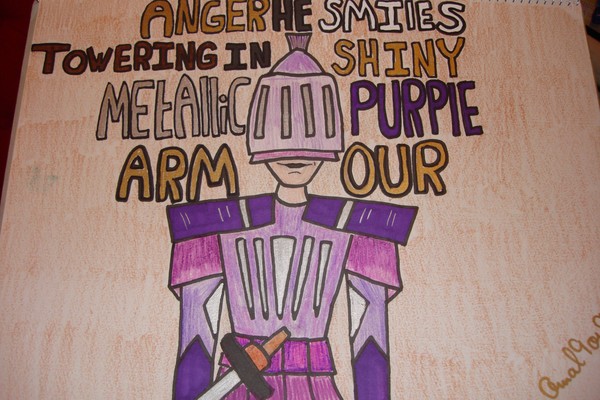 man in metalic purple armour