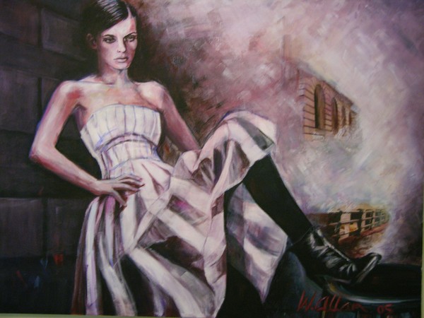 Girl in black boots