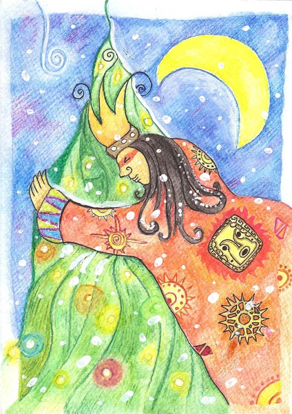 An aztec Christmas ACEO