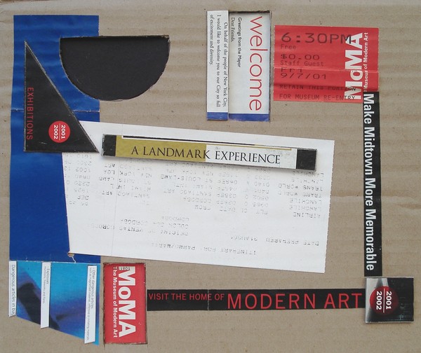 Friday 9/7/01, Visiting MOMA collage 23x26,7cm