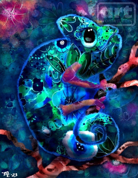 Whimsical Abstract Chameleon