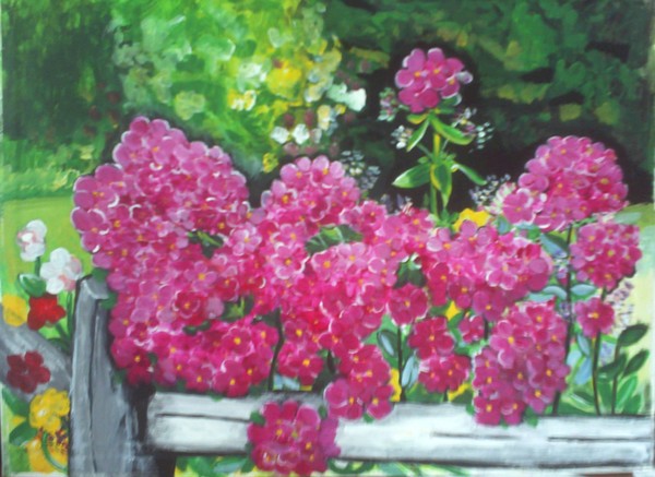 Lovely Flowers Along Fence